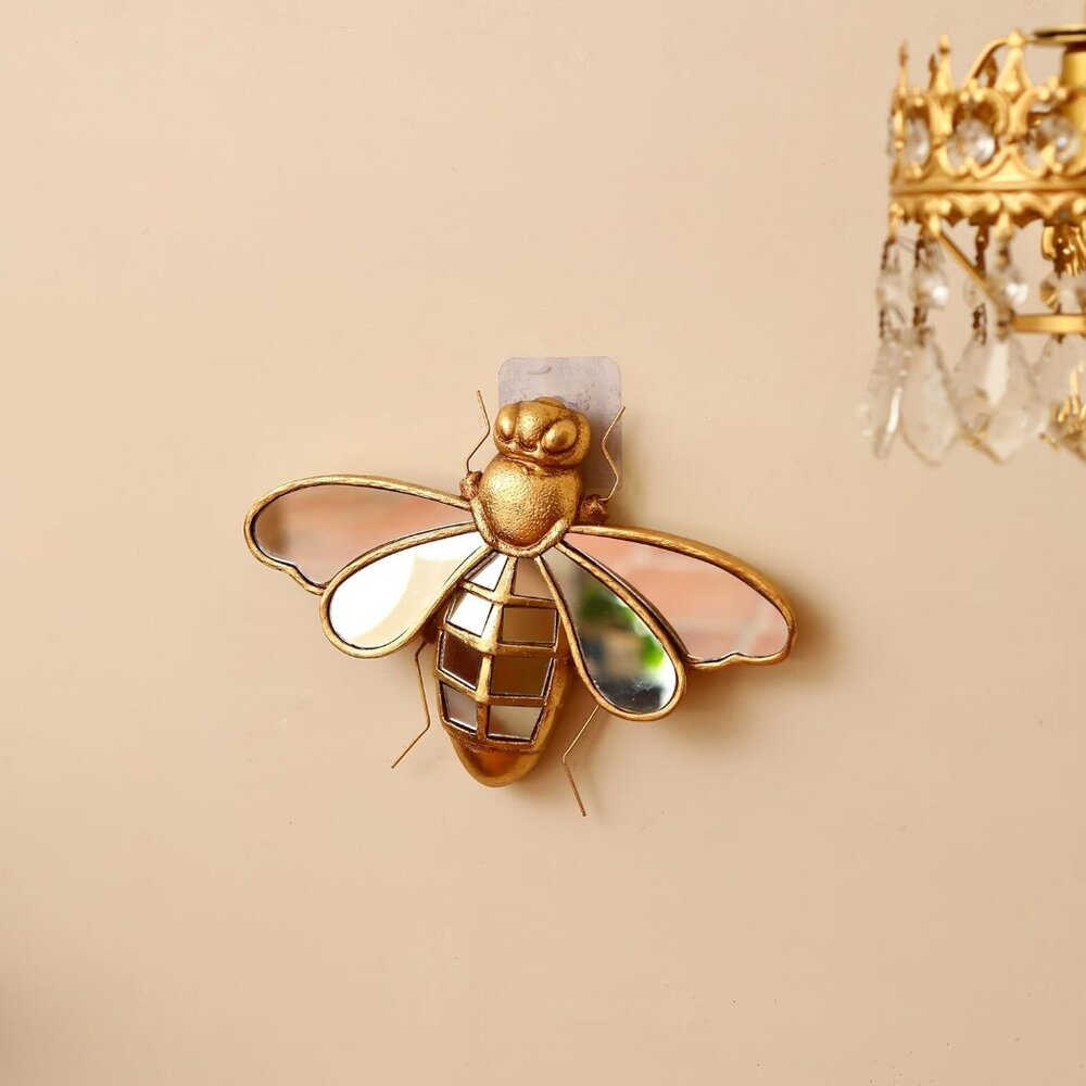 Gold Resin Little Bee Glass Wall Decor